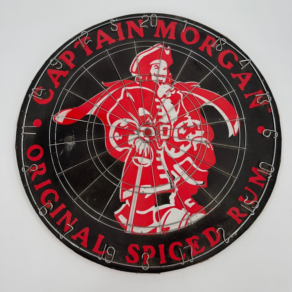 Captain Morgan Spiced Rum Dartboard Unisex‎ 18" Black Red Double Sided Bar Decor